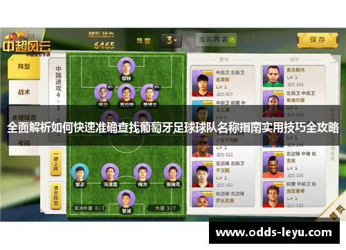 全面解析如何快速准确查找葡萄牙足球球队名称指南实用技巧全攻略
